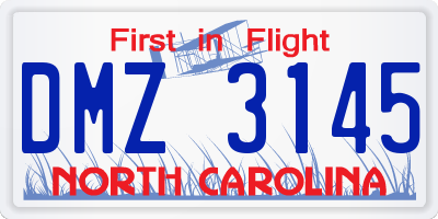 NC license plate DMZ3145