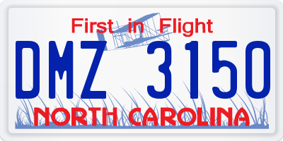 NC license plate DMZ3150