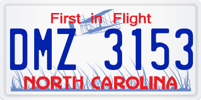 NC license plate DMZ3153