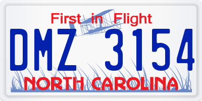 NC license plate DMZ3154