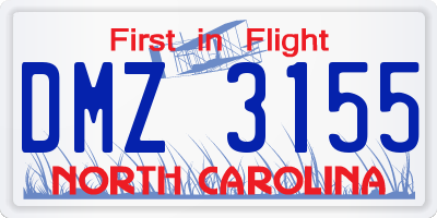 NC license plate DMZ3155
