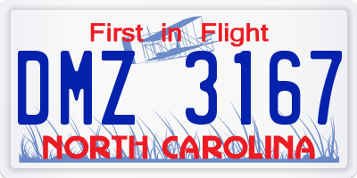 NC license plate DMZ3167