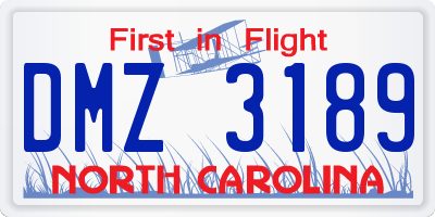 NC license plate DMZ3189
