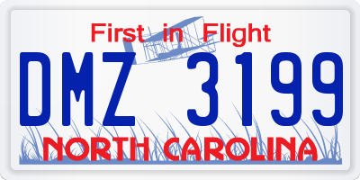 NC license plate DMZ3199