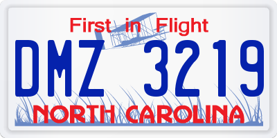 NC license plate DMZ3219