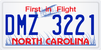 NC license plate DMZ3221