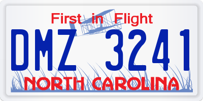NC license plate DMZ3241