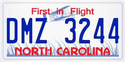 NC license plate DMZ3244
