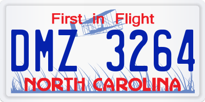 NC license plate DMZ3264