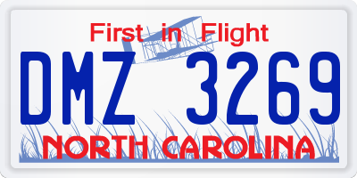 NC license plate DMZ3269