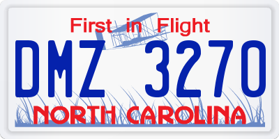 NC license plate DMZ3270