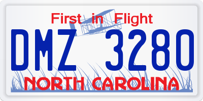 NC license plate DMZ3280