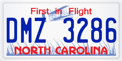 NC license plate DMZ3286