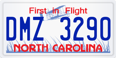 NC license plate DMZ3290