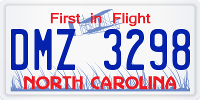 NC license plate DMZ3298