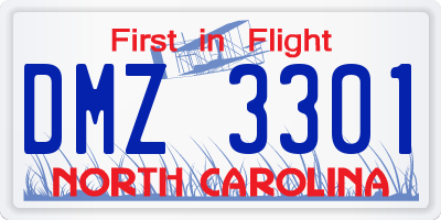 NC license plate DMZ3301