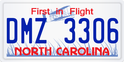 NC license plate DMZ3306