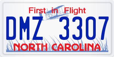 NC license plate DMZ3307