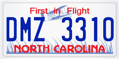 NC license plate DMZ3310