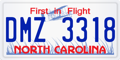 NC license plate DMZ3318