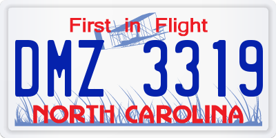 NC license plate DMZ3319