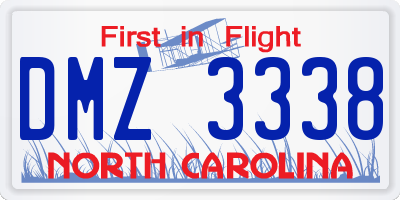 NC license plate DMZ3338