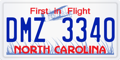 NC license plate DMZ3340