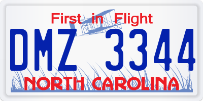 NC license plate DMZ3344