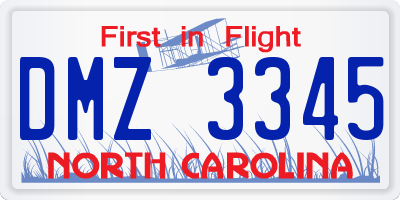 NC license plate DMZ3345