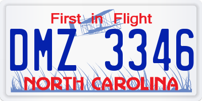 NC license plate DMZ3346
