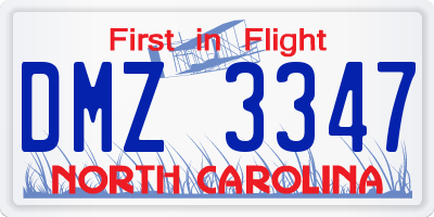 NC license plate DMZ3347
