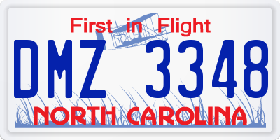 NC license plate DMZ3348