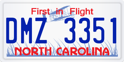 NC license plate DMZ3351