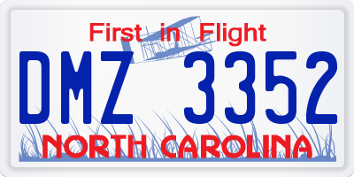 NC license plate DMZ3352