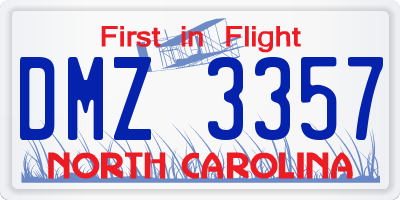 NC license plate DMZ3357