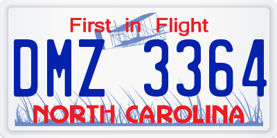 NC license plate DMZ3364