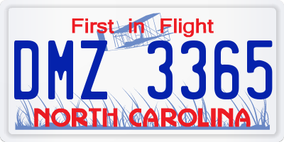 NC license plate DMZ3365