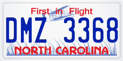 NC license plate DMZ3368