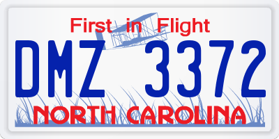 NC license plate DMZ3372