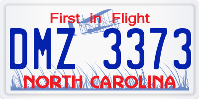 NC license plate DMZ3373