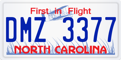 NC license plate DMZ3377
