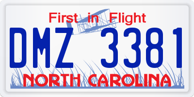 NC license plate DMZ3381