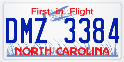 NC license plate DMZ3384