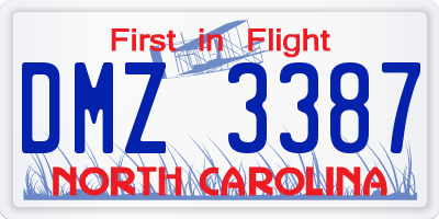 NC license plate DMZ3387