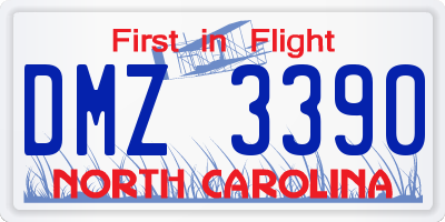 NC license plate DMZ3390