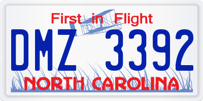 NC license plate DMZ3392