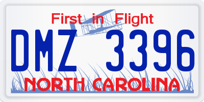 NC license plate DMZ3396