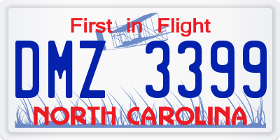 NC license plate DMZ3399