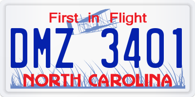 NC license plate DMZ3401