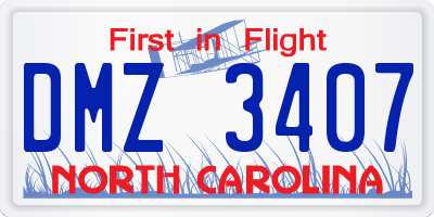 NC license plate DMZ3407